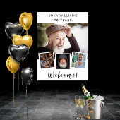 Foto collage witte verjaardagsfeestje, welkom poster