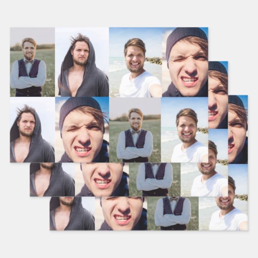 Foto Collage zette je gezicht aan Inpakpapier Vel (Set)