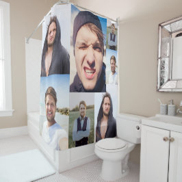 Foto Collage zette je gezicht op een Douchegordijn
