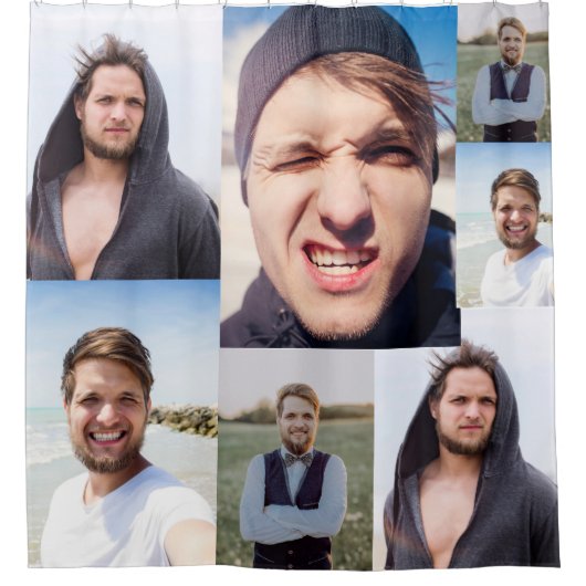 Foto Collage zette je gezicht op een Douchegordijn (Voorkant)