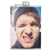 Foto Collage zette je gezicht op een Heupfles (Voorkant)