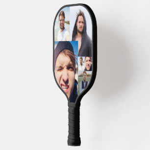 Foto Collage zette je gezicht op een Pickleball Paddle