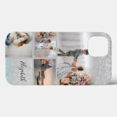 Foto Collage Zilver Glitter Bokeh Uw Naam  Case-Mate iPhone Case (Achterkant (horizontaal))