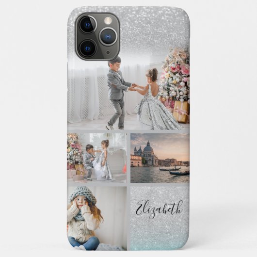 Foto Collage Zilver Glitters Bokeh Jouw Naam Case-Mate iPhone Case (Achterkant)