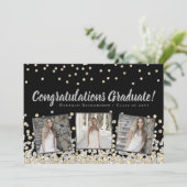 Foto collage zilver goud confetti afstuderen kaart (Staand voorkant)