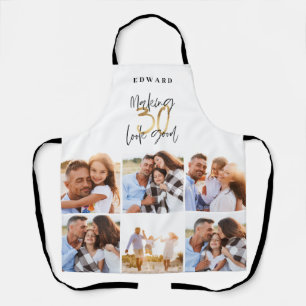 Foto collage zwart en goud 30e verjaardag moderne schort