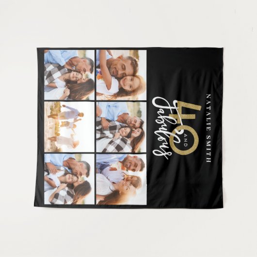 Foto collage zwart en goud 40 en fantastisch wandkleed (Voorkant (horizontaal))