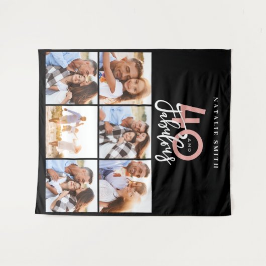 Foto collage zwart en roze 40 en fantastisch wandkleed (Voorkant (horizontaal))