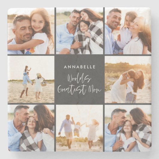 Foto collage zwarte meisjes moderne moederdag stenen onderzetter (Voorkant)