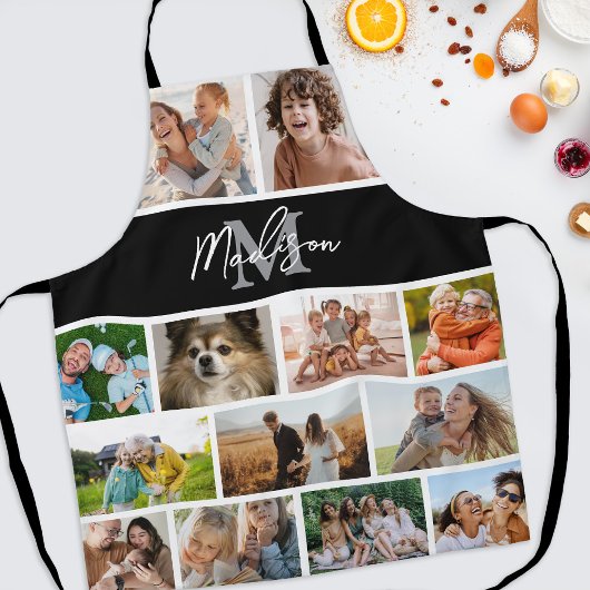 Foto Collage Zwarte Monogram Schort