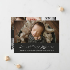 Foto collage zwarte pasgeboren baby unisex aankondiging