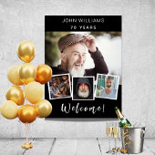 Foto collage zwarte witte verjaardagsfeestje, welk poster