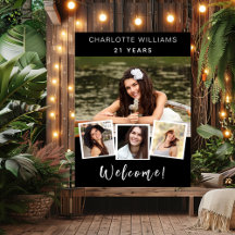 Foto collage zwarte witte verjaardagsfeestje, welk