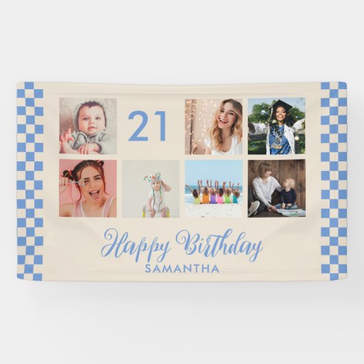 Foto-collagebanner 21e verjaardagsfeestje spandoek (Horizontaal)