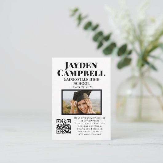 Foto College Fund QR Code Afstuderen Informatiekaartje (Staand voorkant)