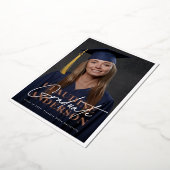 Foto College University Roos Gold Afstuderen Party Folie Uitnodiging (Gedraaid)