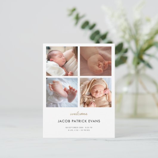 Foto Colllage Modern Boy Girl - Aankondiging Briefkaart (Staand voorkant)