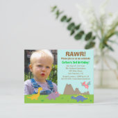 Foto Colorful Dinosaur Birthday Party Kaart (Staand voorkant)