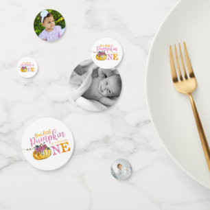 Foto confetti eerste verjaardag kleine pompoen