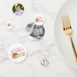 Foto confetti eerste verjaardag kleine pompoen