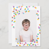 Foto Confetti Kids Birthday Party Invitation Kaart (Voorkant)