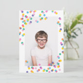Foto Confetti Kids Birthday Party Invitation Kaart (Staand voorkant)