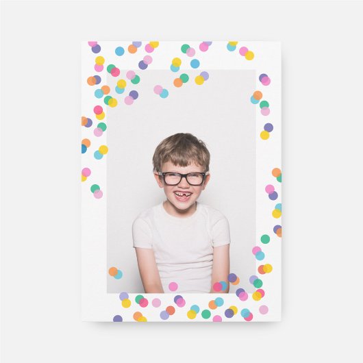Foto Confetti Kids Birthday Party Invitation Kaart
