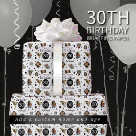 Foto Confetti Naam 30th Verjaardag Wrapping Papier