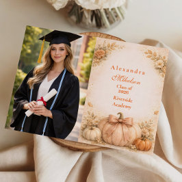 Foto Coquette Boog Pompoen Herfst Afstuderen Aankondiging