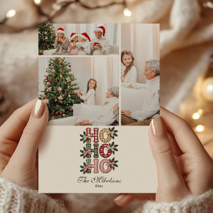 Foto Coquette Gingham Ho Ho Ho Kerstmis Feestdagenkaart