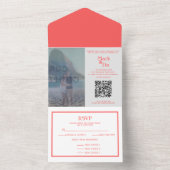 Foto Coral Wedding Invitation QR-code All In One Uitnodiging (Binnen)