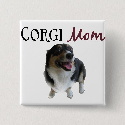 Foto Corgi mam Vierkante Button 5,1 Cm (Voorkant)