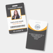 Foto Corporate Medewerker Barcode Grijs Geel Badge (Voor- en achterkant)