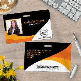 Foto Corporate Medewerker Barcode Sinaasappel Geel Badge