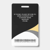 Foto Corporate Medewerker Barcode Zwart Geel Badge (Achterkant)