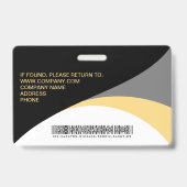 Foto Corporate Medewerker Barcode Zwart Geel Badge (Achterkant)