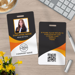 Foto Corporate Medewerker QR Code Sinaasappel Geel Badge
