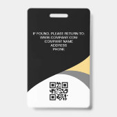 Foto Corporate Medewerker QR Code Zwart Geel Badge (Achterkant)