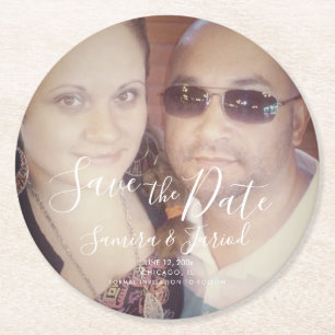 Foto Couple Save the Date Verloving Ronde Kartonnen Onderzetter