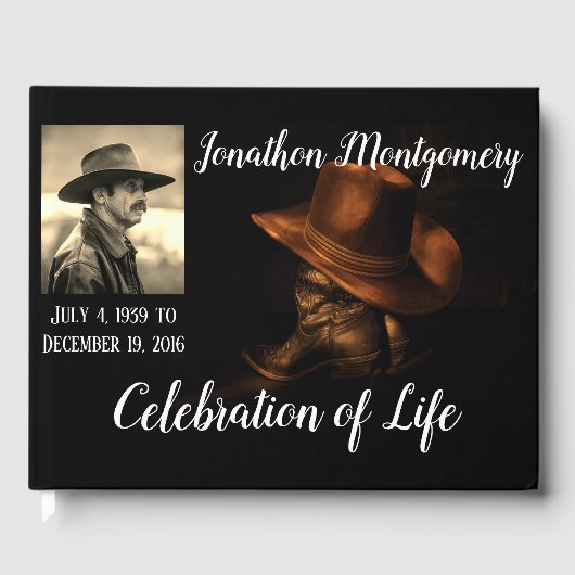 Foto, Cowboy Pet en Boots Celebration of Life Gastenboek (Voorkant)