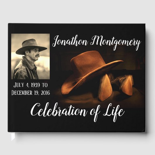 Foto, Cowboy Pet en Boots Celebration of Life Gastenboek (Voorkant)