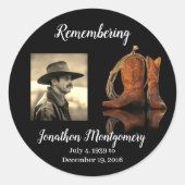 Foto, Cowboy Pet en Rope Memorial Ronde Sticker (Voorkant)