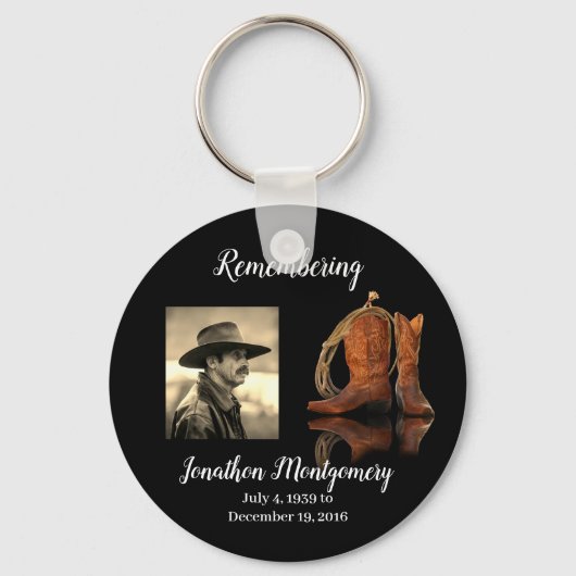 Foto, Cowboy Pet en Rope Memorial Sleutelhanger (Voorkant)
