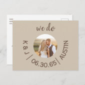 Foto Cream We Do Wedding Save the Date Briefkaart (Voorkant / Achterkant)