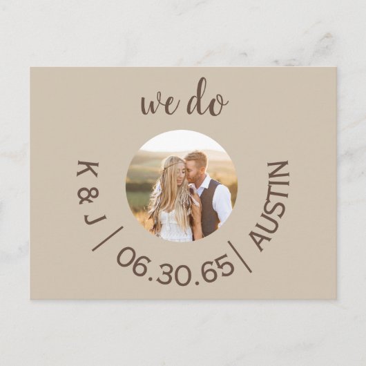 Foto Cream We Do Wedding Save the Date Briefkaart (Voorkant)