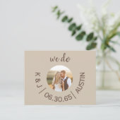 Foto Cream We Do Wedding Save the Date Briefkaart (Staand voorkant)