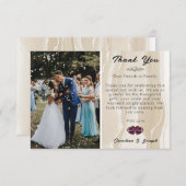 Foto & Crème Zijde & Hart bruiloft Dank u Notitiekaartje (Voorkant / Achterkant)
