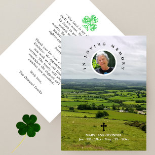 Foto Cross Shamrock Green Pastures begrafenisgebed Bedankkaart