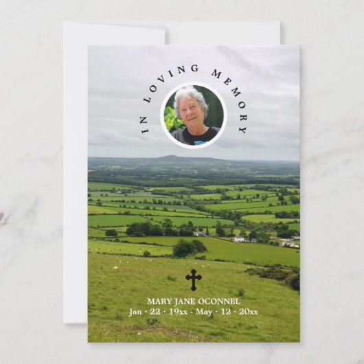 Foto Cross Shamrock Green Pastures begrafenisgebed Bedankkaart (Voorkant)