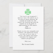 Foto Cross Shamrock Green Pastures begrafenisgebed Bedankkaart (Achterkant)